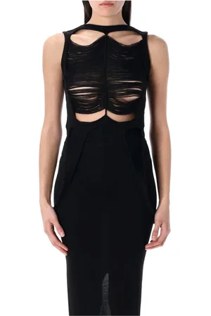 Rick Owens Topp, Dam, M, Svart ulltopp med unika detaljer