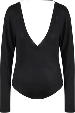 Saint Laurent Topp, Dam, M, Kashmir, Kashmir Silke Blandning Djup V-Ringad Body