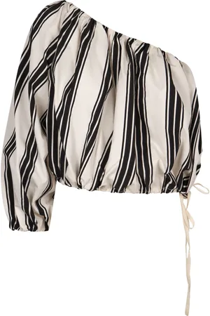 Serafini Blusar & Skjortor , Dam, S, Bomull, Randig One-Shoulder Topp