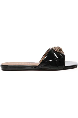 Kurt Geiger Skor, Dam, 38 EU, Läder, Svarta Sandaler av Lackläder med Guldörn