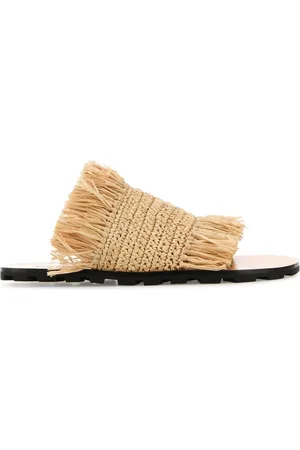 Jil Sander Skor, Dam, 37 EU, Läder, Raffia Thong Slippers