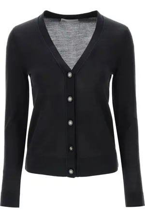 Tory Burch Stickade tröjor & koftor, Dam, S, Simone Cardigan i ull och siden med V-ringning