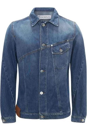J.W.Anderson Jacka, Herr, L, Denim, Blå Denimjacka med Broderad Logotyp