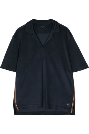 Paul Smith Topp, Herr, L, Bomull, Blå Stripe Trim Logo Patch T-shirt