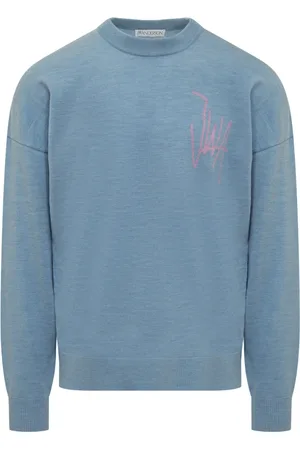 J.W.Anderson Stickade tröjor & koftor, Herr, S, Denim, Jacquard Crewneck Tröja