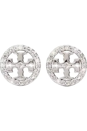 Tory Burch Accessoarer, Dam, ONE Size, Crystal Round Logo Earrings