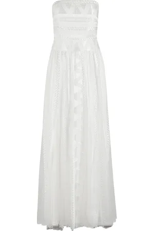 ERMANNO SCERVINO Klänning, Dam, S, Polyester, Vit Tyl Broderad Ärmlös Klänning