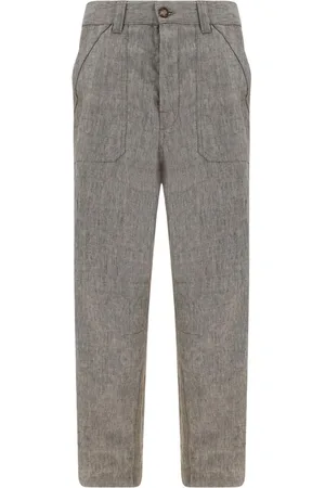 Brunello Cucinelli Byxor, Herr, L, Linne, Herr Linne Elastisk Midjeband Byxor