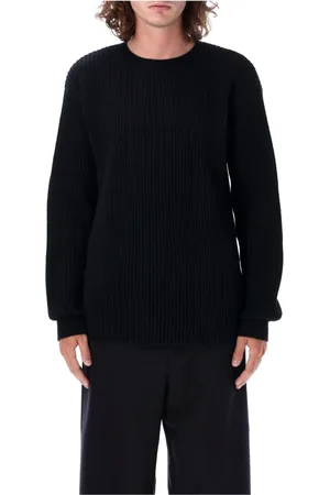 Jil Sander Stickade tröjor & koftor, Herr, S, Ribbstickad tröja med rund hals