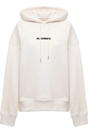 Jil Sander Sweatshirts & Hoodies, Dam, S, Bomull, Vit Bomullshoodie för Kvinnor