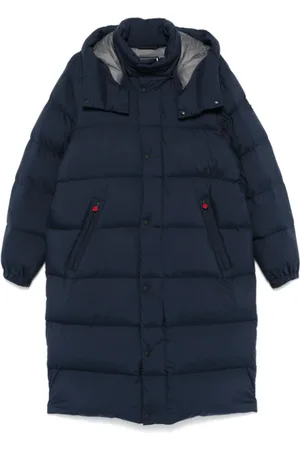 Kiton Kappa, Herr, L, Polyester, Marinblå Dunjacka med Huva