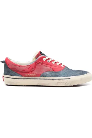 Hidnander Skor, Herr, 45 EU, Läder, Röda Sneakers med Blå Detaljer