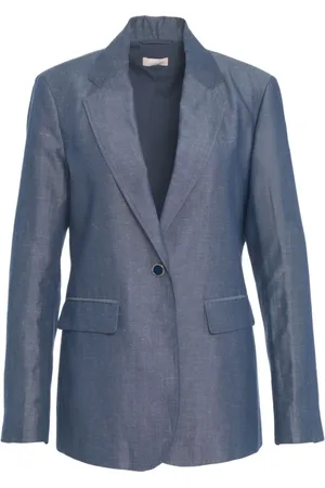 Liu Jo Jacka, Dam, XS, Blå Enkelknäppt Blazer Med Revers