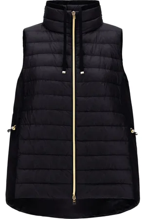 HERNO Jacka, Dam, L, Nylon, Svart Ultralätt Nylonväst med Randig Quiltning