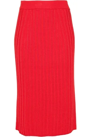 Joseph Kjol, Dam, M, Polyester, Röd Ribbstickad Satin Kjole