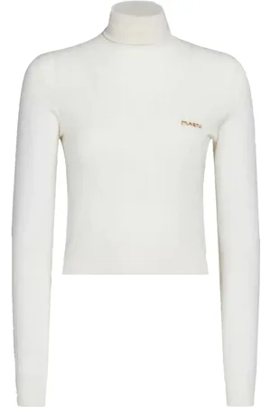 Marni Stickade tröjor & koftor, Dam, M, Vit Turtleneck Tröja Stickat