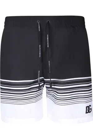 Dolce & Gabbana Badkläder, Herr, S, Läder, Svart Randig Badkläder Ss24
