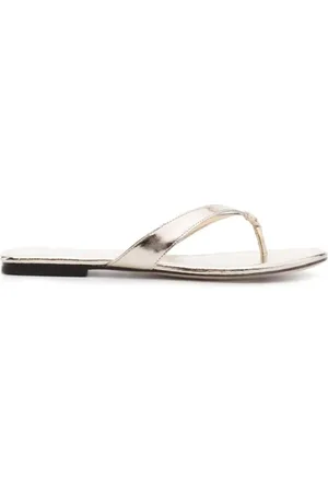 Tory Burch Skor, Dam, 36 EU, Läder, Sandaler med tårem i metallisk läder