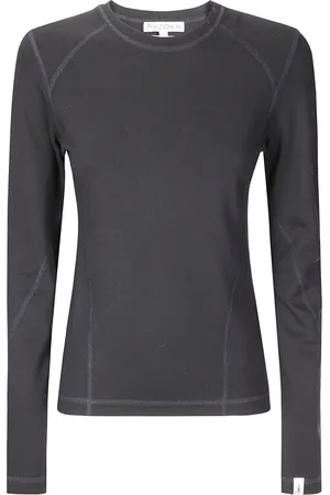 J.W.Anderson Topp, Dam, L, Bomull, Broderad Crew-neck Långärmad T-shirt i Bomull
