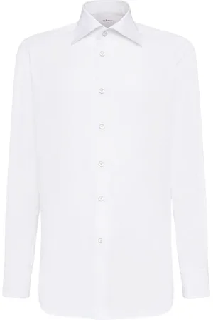 Kiton Skjorta, Herr, 3Xl, Bomull, Vit bomullsskjorta