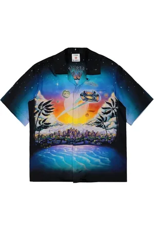 Casablanca Skjorta, Herr, L, MultiColour Cuban Collar Short Sleeve Skjorta
