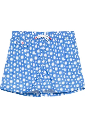 Kiton Badkläder, Herr, 2Xl, Polyester, Ljusblå badshorts med virvelmönster