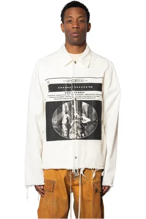 Rick Owens Jacka, Herr, L, Snapfront Jacka Milk/Svart/Milk