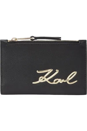 Karl Lagerfeld Accessoarer, Dam, ONE Size, Läder, Svart Läderplånbok