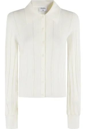 Filippa K Stickade tröjor & koftor, Dam, S, Polyester, Vit Ribbstickad Kofta