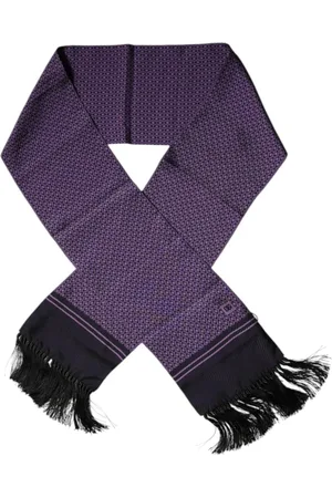 Dolce & Gabbana Accessoarer, Herr, ONE Size, Lyxig Silke Fransar Logotyp Halsduk