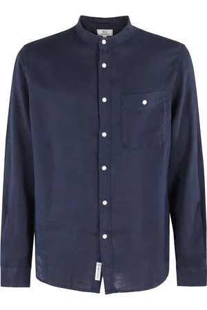 Woolrich Skjorta, Herr, S, Linne, Blå Linne Bandkrage Skjorta