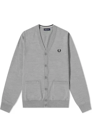 Fred Perry Stickade tröjor & koftor, Herr, L, Bomull, Merinoull Bomull Klassisk Kofta