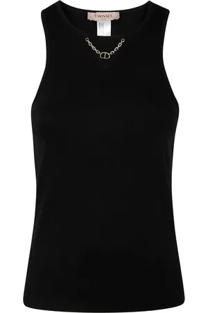 Twin-Set Topp, Dam, M, Ribbstopp med Kedjedetalj
