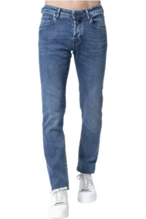 Jacob Cohen Jeans, Herr, W35, Slim Fit Blå Fluid Jeans - Modell Nick