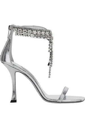 Jimmy Choo Skor, Dam, 37 1/2 EU, Läder, Metallic Stiletto Sandaler