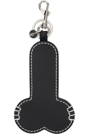J.W.Anderson Accessoarer, Herr, ONE Size, Läder, Svart Nyckelring med Präglad Logotyp