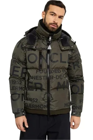 Moncler Jacka, Herr, L, Khaki dunjacka med logotyptryck