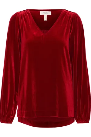 Part Two Blusar & Skjortor , Dam, 2Xl, Polyester, Rytmisk Röd Blus med V-ringning