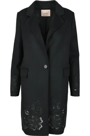 Twin-Set Kappa, Dam, L, Polyester, Broderad kappa med knappstängning