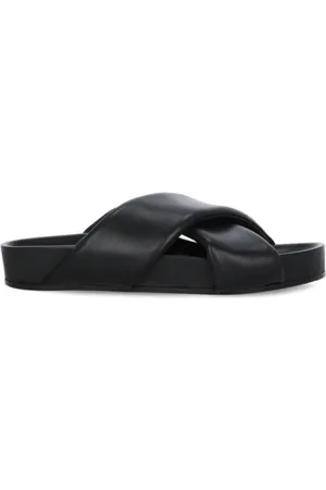 Jil Sander Skor, Herr, 44 EU, Läder, Svarta lädersandaler med korsremmar