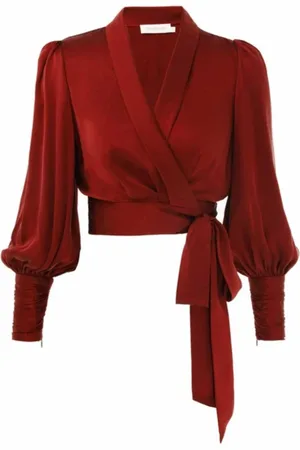 ZIMMERMANN Blusar & Skjortor , Dam, M, Garnet Silk Wrap Top