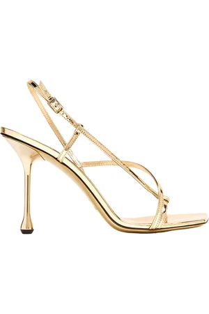Jimmy Choo Skor, Dam, 39 1/2 EU, Läder, Golden Etana Sandaler