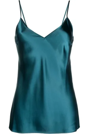 Joseph Topp, Dam, L, Grön Blus i Siden Satin