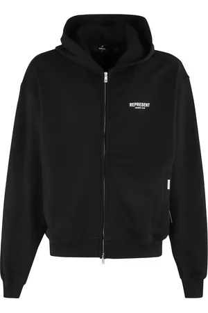 Represent Sweatshirts & Hoodies, Herr, M, Bomull, Club Zip Hoodie Svart Långärmad