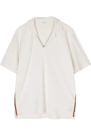 Paul Smith Topp, Herr, M, Vit Stripe Trim Logo T-shirt