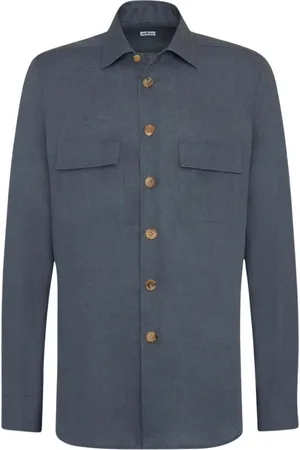 Kiton Skjorta, Herr, M, Linne, Skjorta Sport Linne Grå