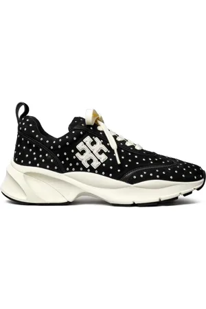Tory Burch Skor, Dam, 37 EU, Läder, Svarta lädersneakers med paneler