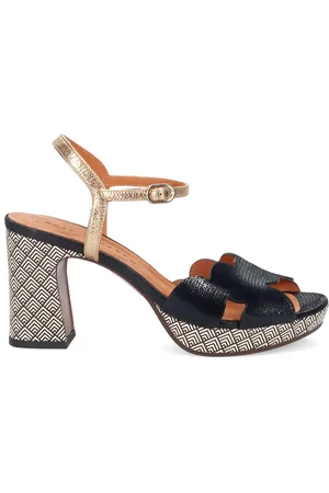 Chie Mihara Skor, Dam, 37 1/2 EU, Läder, Geometrisk Svart Läder Sandaler