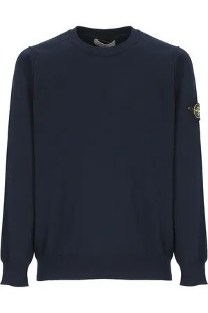 Stone Island Stickade tröjor & koftor, Herr, S, Bomull, Blå bomullströja med logotypmärke