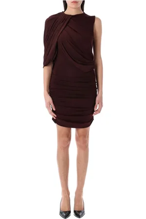 MAGDA BUTRYM Klänning, Dam, XS, Bordeaux Asymmetrisk Draperad Miniklänning